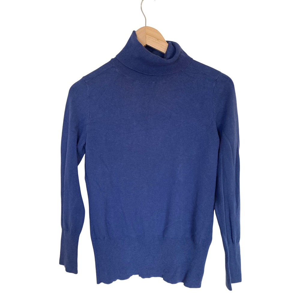 Banana Republic Blue Silk Cotton Cashmere Turtleneck Sweater Womens M 698979-03